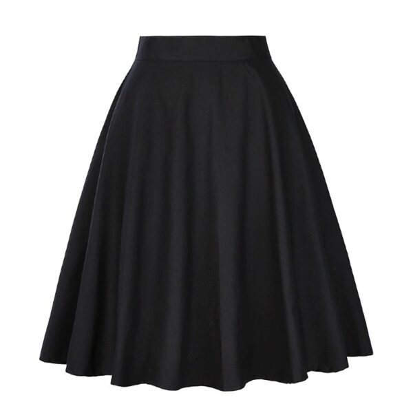 Black Vintage Style Pleated Midi Skirt