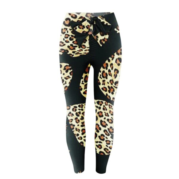 Women's High Waist Bow Knot Back Scrunched Leggings with Leopard Print ...