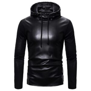 Men’s Faux Leather Hoodie