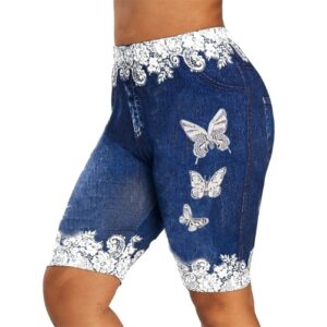 Women’s Denim Shorts with Butterfly Print