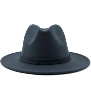 Unisex Wool Felt Fedora Hat with Large Brim