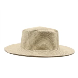 Unisex Straw Hat with Flat Top and Large Brim