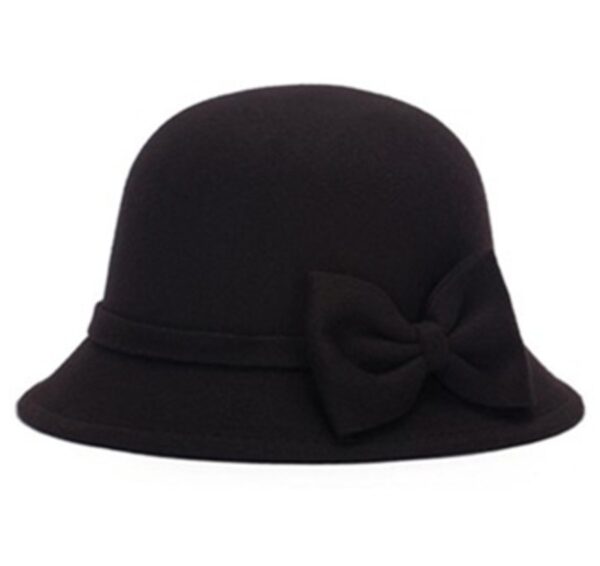 black hat with bow