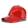 red faux leather baseball cap