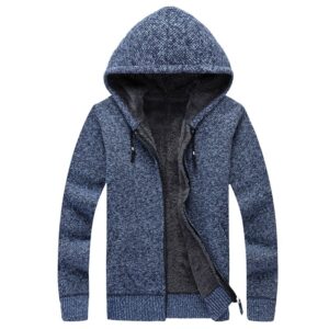 Men’s Fur Padded Knitted Hooded Cardigan