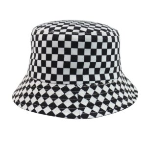 Unisex Two-Sided Black White Latice Bucket Hat