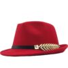 red trilby hat