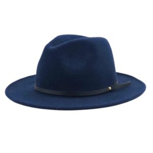 Unisex Wool Felt Vintage Fedora Hat with Large Brim