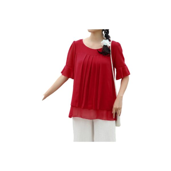 red layered blouse