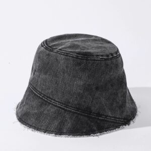 Women’s Vintage Fisherman Denim Bucket Hat with Tassel Brim