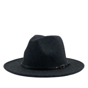 Unisex Vintage Wool Felt Snap Fedora Hat with Large Brim