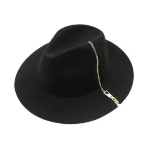Unisex Black Fedora Hat with Zipper
