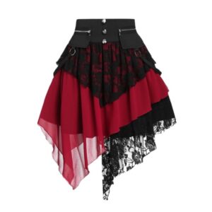 High Waist Asymmetrical Lace Gothic Skirt