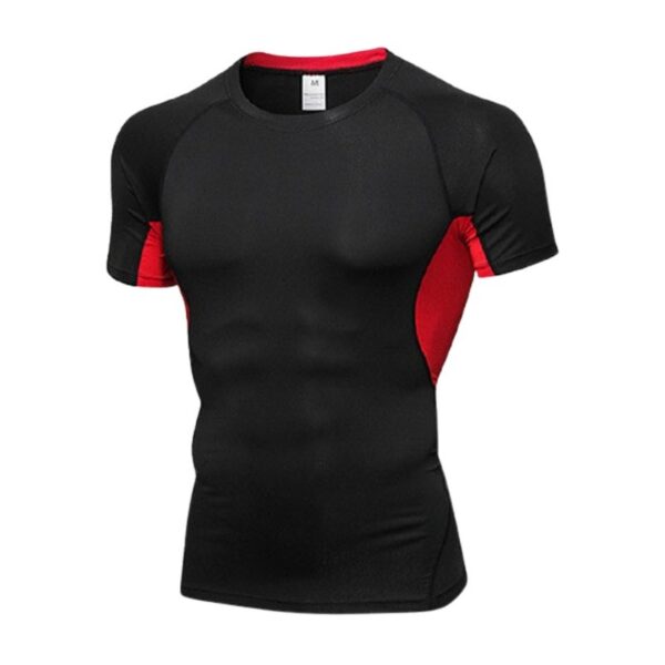 black red compression fitness shirt