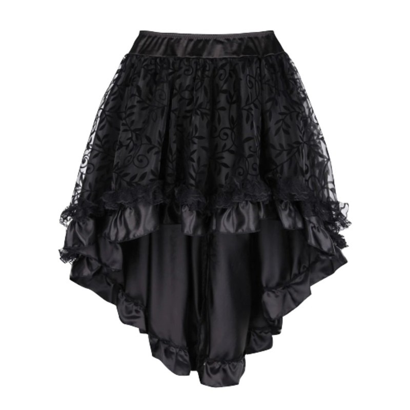 Steampunk Victorian Vintage Skirt with Asymmetric Ruffled Satin Lace ...