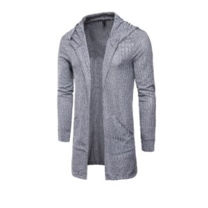 Men’s Hooded Long Knitted Cardigan