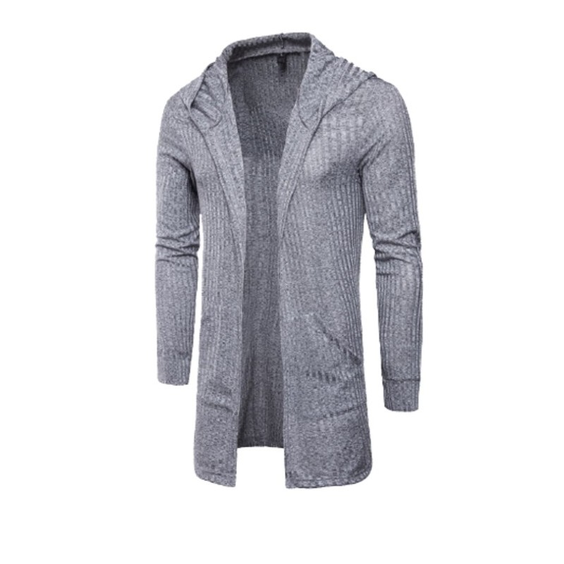 Men's Hooded Long Knitted Cardigan - Visible Variety
