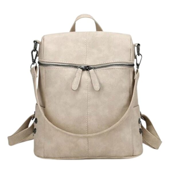 beige school backpack