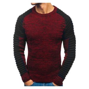 Men’s O-Neck Knitted Ribbed Pullover Sweater