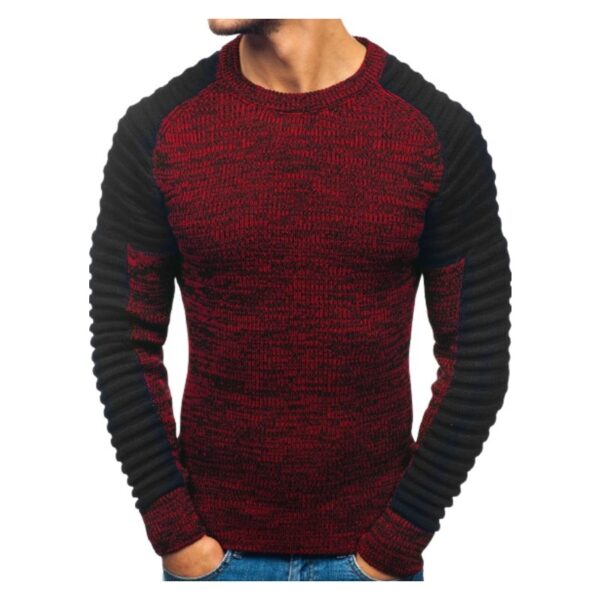 red ribbed pullover