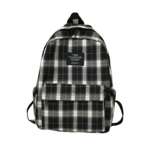Plaid Canvas School Backpack