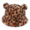 leopard plush bucket hat