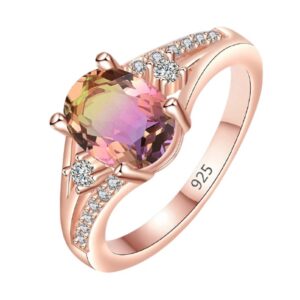 Rose Gold Color Crystal Inlay Women Ring