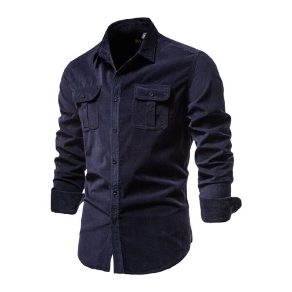 navy blue corduroy shirt
