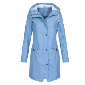 Women’s Long Hooded Waterproof Rain Coat Jacket