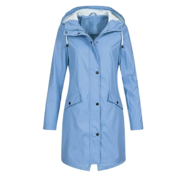 light blue rain coat