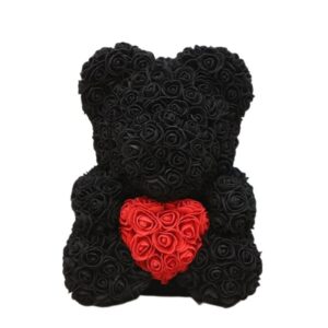 35cm Tall Rose Bear with Heart