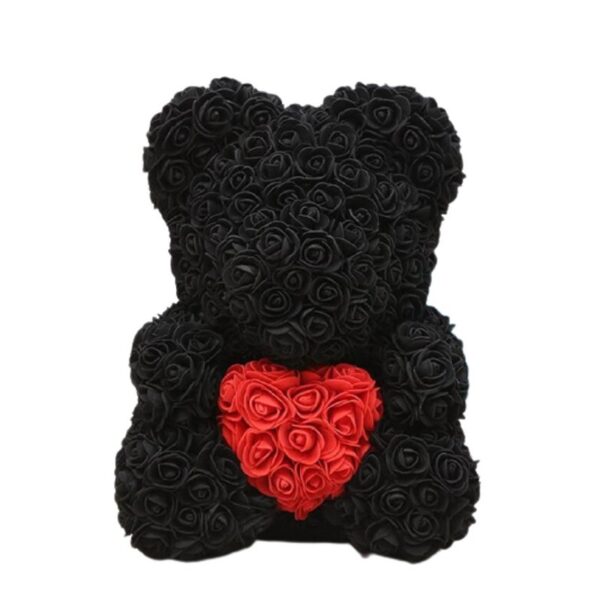 rose bear with heart black