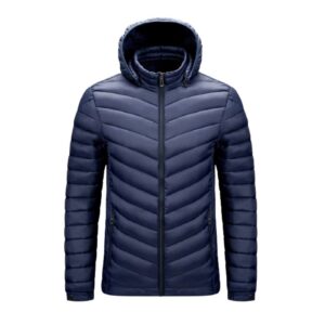 hooded down jacket navy blue