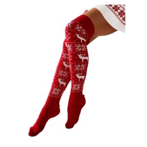 Winter Knitted Christmas Knee High Socks