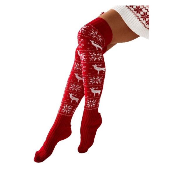 christmas knee high socks red