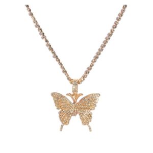 Big Butterfly Pendant Necklace with Rhinestones Chain