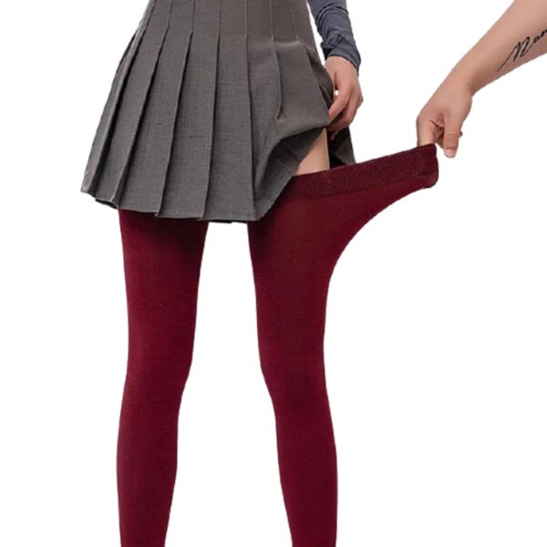 cotton thigh high socks wine red