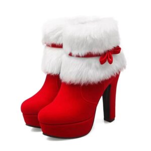 High Heel Round Toe Winter Ankle Boots for Women