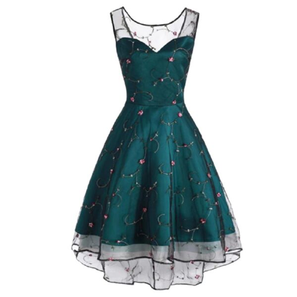 embroidered dress green