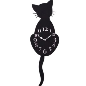 Acrylic Cat Wall Clock with Swinging Tail