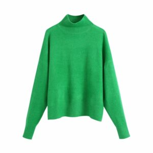 Vintage Knitted High Neck Women Sweater