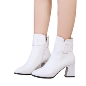 Women’s PU Leather Ankle Boots with Buckle