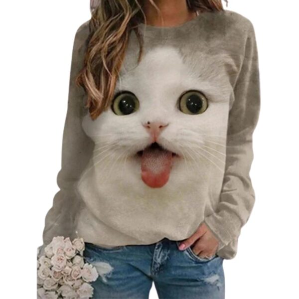 sweatshirt with cat white