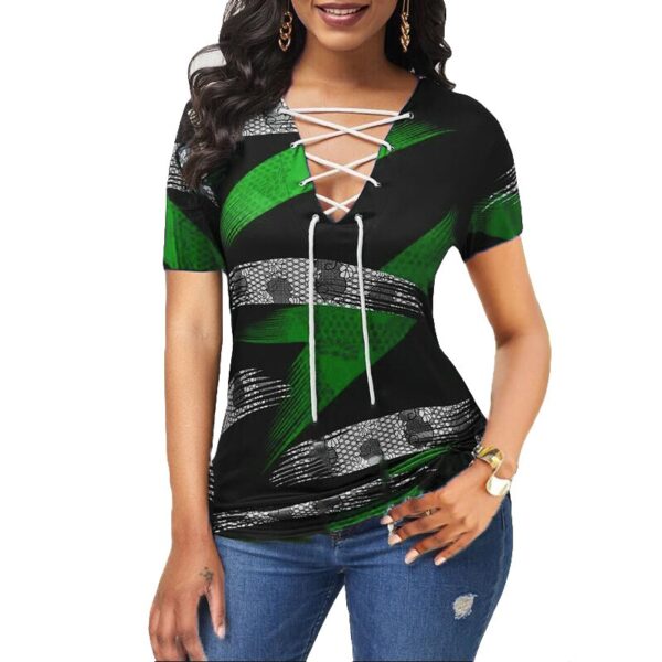 lace up blouse green