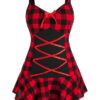 plaid tank top red