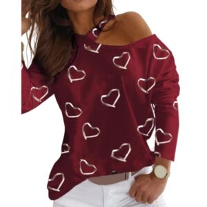 Long Sleeve Hollow Out Blouse with Hearts