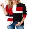 color block blouse red