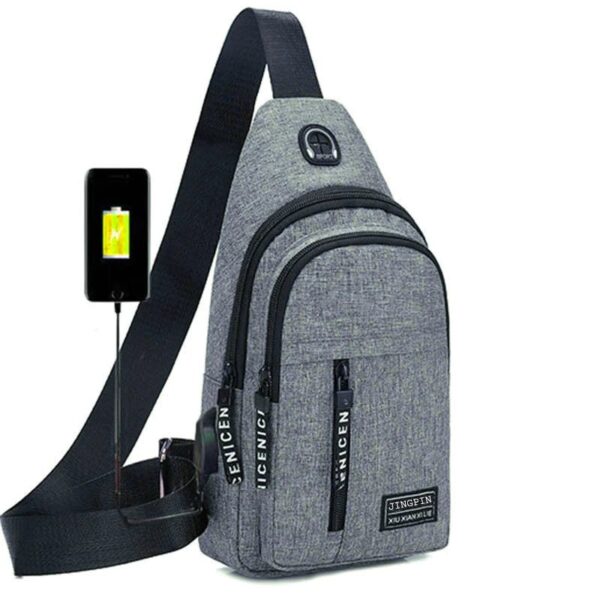 usb charging sling backpack grey