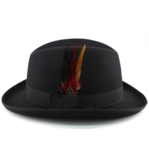 Men’s Wool Homburg Hat with Feathers