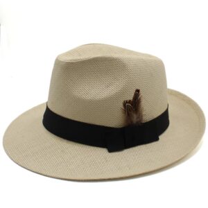 Men’s Straw Panama Hat with Feathers